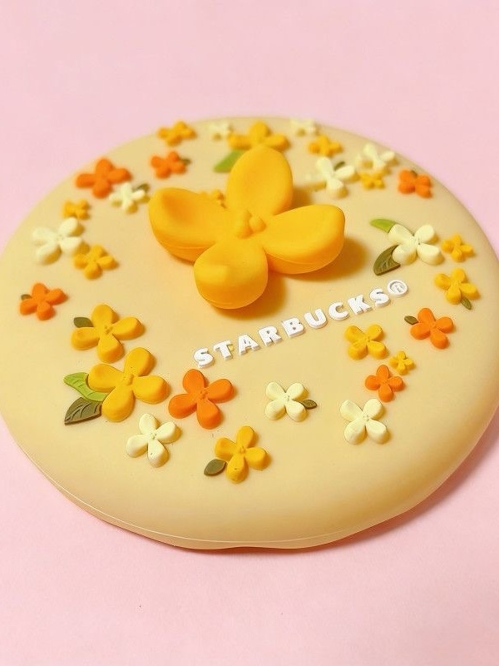 Starbucks Yellow Floral Silicone lids